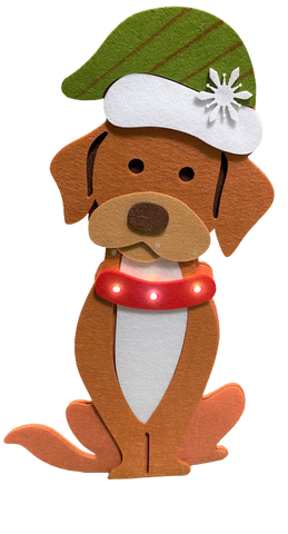 Premier Felt Battery Operated LED Light Up Bell Detail Dog Christmas Decoration Premier