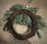 Premier 60cm Berry Cones Red White Exposed Branch Christmas Wreath Decoration - Retail ABC - Branded Goods - Discount Prices