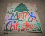 DAMAGED 45cm Lit Merry Christmas Cushion with Multi-coloured LED Battery Powered Premier