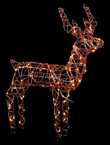 92cm Rattan Look Reindeer 63 Warm White LED Christmas Indoor Outdoor 10m cable - Retail ABC - Branded Goods - Discount Prices
