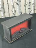 30cm Premier Battery Operated Fireplace Lantern with Realistic Flames and Timer Premier