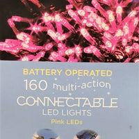 Connectable 160 Pink LED Lights 15.9m Multi-action Timer Outdoor Battery Op - Retail ABC - Branded Goods - Discount Prices