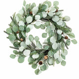 Premier Decorated Eucalyptus Wreath With Rattan Base, Cones, Leaves With Glitter - Retail ABC - Branded Goods - Discount Prices