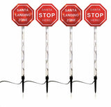 Premier Pack of 4 Christmas Santa Stop Here LED Light Up Outdoor Stakes Signs - Retail ABC - Branded Goods - Discount Prices