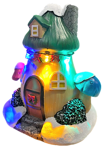 Premier Decorations Battery Operated LED Light Up Mushroom House Xmas Ornament - Retail ABC - Branded Goods - Discount Prices