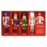 Set of 5 Assorted Wooden Standing Christmas Nutcrackers Tree Decorations - Retail ABC - Branded Goods - Discount Prices