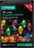 40 Large Flame Lights 80 Multi-coloured LEDs Indoor Outdoor 7.8m Christmas Party - Retail ABC - Branded Goods - Discount Prices