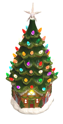 Premier Tabletop Ceramic Lighted Green Battery Operated Christmas Tree Decoratio - Retail ABC - Branded Goods - Discount Prices