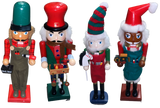 Premier 4 Piece Value Pack of Wooden Traditional Nutcracker Christmas Figurines Premier