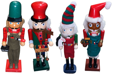 Premier 4 Piece Value Pack of Wooden Traditional Nutcracker Christmas Figurines Premier
