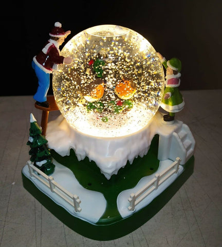 16cm Lit LED Glitter Water Spinner Children Robin Snow Globe Christmas Ornament - Retail ABC - Branded Goods - Discount Prices