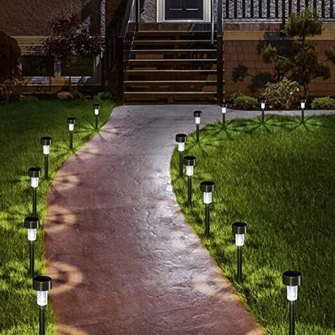 premier 10 Pack Solar Powered Stainless Steel Garden post lights Premier