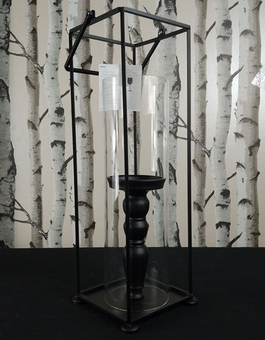 ""50x18 Black Metal & Glass Lantern Decorative Indoor/Outdoor"" Unbranded