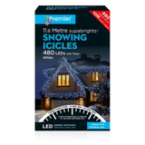 11.8m Snowing Icicles 480 Warm White LED Timer Christmas Lights Outdoor - Retail ABC - Branded Goods - Discount Prices