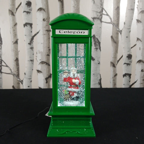 ""27cm Green Telephone Christmas Box With Santa Water Spinner "" Unbranded