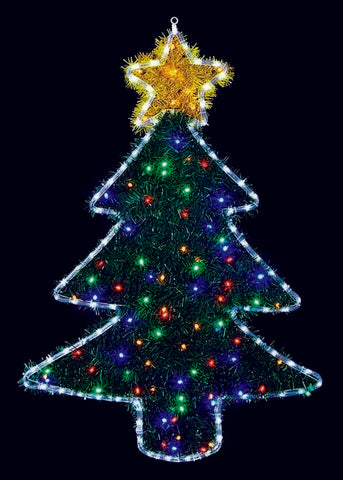 Pre-Lit Christmas Tree Twinkling Tinsel Rope Bright Multicolour LEDs 100 x 70cm - Retail ABC - Branded Goods - Discount Prices