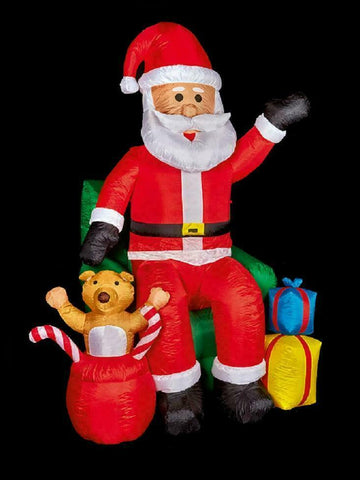 GIANT! 2.4m Self Inflatable Lit Santa in Chair Presents LED Outdoor Christmas - Retail ABC - Branded Goods - Discount Prices