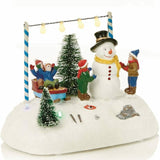 15cm LED Village Scene Snowman Christmas Ornament Battery Operated Premier