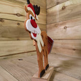 Premier 32cm Felt Reindeer w Santa Hat and 3 Warm White LED Christmas Decoration Premier