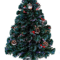 80CM Fibre Optic Tree with Pine Cones, Berries & Tree Top Star Premier