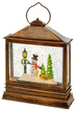 31cm Glitter Water Spinner Snowman Christmas Scene Lantern Warm White LED PREMIER