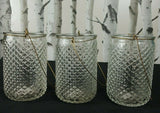 Hanging Clear Glass Candle Holder (set of 3) Jar Tea Light Wedding shabby Vase Unbranded