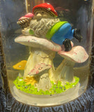 Premier DAMAGED Adorable Mushroom Gnome LED Light Up Snow Globe Decoration Premier