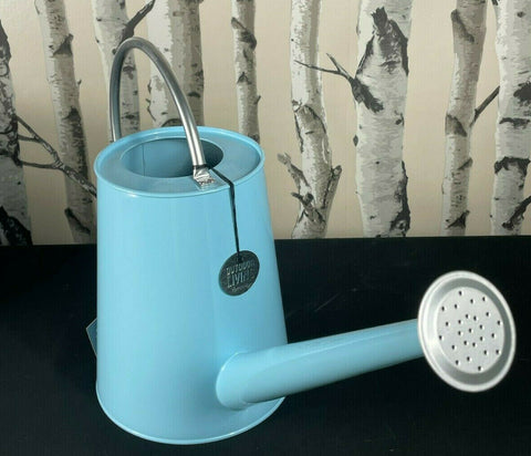 Metal Watering Can 5L Vintage Style Blue With Silver Trim Accent CAN