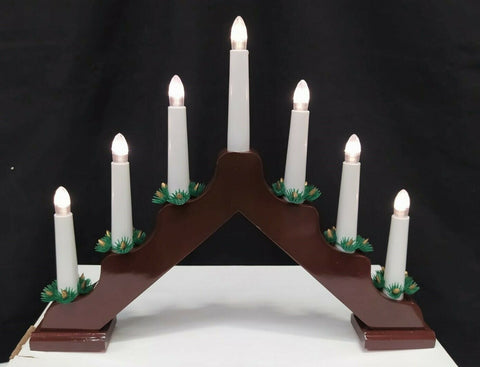 7 Light Dark Wood Candlebridge Warm White LEDs Candelier Timer Christmas Battery - Retail ABC - Branded Goods - Discount Prices