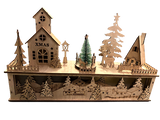 Premier Wooden Musical Spinning Christmas Tree Village Scene Decoration 44x28cm - Retail ABC - Branded Goods - Discount Prices