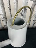 Metal Watering Can 5 L Vintage Style White With Gold Accent With Fixed Handle CAN