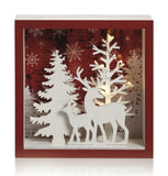 20cm Wooden Forest Box Scene Battery Operated Light Up Warm White Xmas Festive Premier Decorations