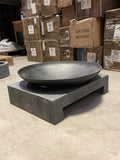 Black Cast Iron Fire Bowl with Granite Base Round H 23 cm x W 59 cm x D 45 cm Unbranded