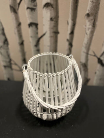 White medium Bamboo Candle Lantern Size H23cm X D20cm With High-Quality Material Unbranded