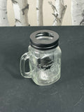 4 x Glass Mason Jar Tea-Light Holder Red Green Blue Purple And Clear With Handle Purple