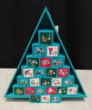 35 x 32cm Blue Triangular Wooden Advent Calendar 24 Doors Christmas Xmas - Retail ABC - Branded Goods - Discount Prices