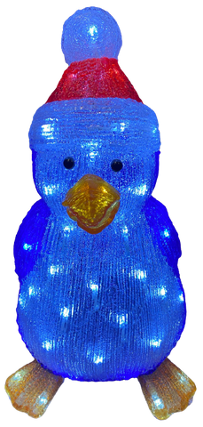 Premier Blue & White Acrylic 42cm Light Up LED Penguin Christmas Decoration Premier