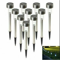 10 x Solar Stake Lights Garden LED Lamps Stainless Steel Security Path Lighting Garden Mile