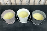 3 Citronella Wax Candles In Decorative Coloured Iron Bucket 10H Grey+White+Black Unbranded