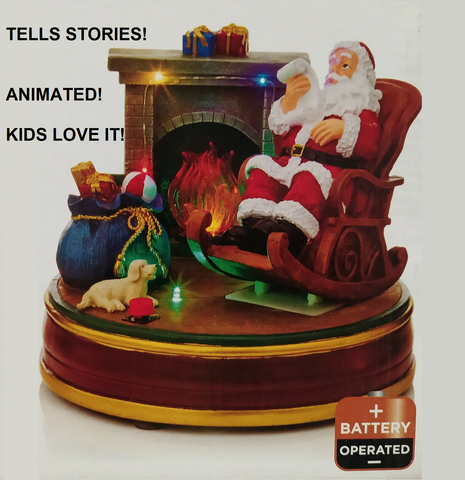 20cm Story Telling Santa LED with Sound Animated Christmas Ornament Xmas Fire - Retail ABC - Branded Goods - Discount Prices