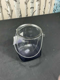 Blue Clear Glass Candle Holder With Steel Hanging H17.5 x Dia.14.5cm Home Decor Unbranded