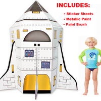 Children Kids DIY Coloring Cardboard Game Play House Moon Rocket Educational Toy Unbranded/Generic