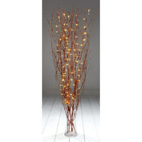 1.2m Lit Rose Gold Twigs 80 Warm White LEDs Indoor Mains Powered Christmas Deco