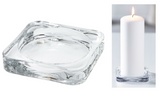 PACK OF 6 x Round Glass Pillar Church Candle Plate tray Plant Pot Stand - Retail ABC - Branded Goods - Discount Prices