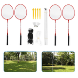Professional Badminton Set 4 Player Racket Shuttlecock Poles Net Bag Garden Game Kan