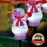 3 x XMAS SNOWMEN Multicolour Disco Snowman Christmas Weather Pathway LED Lights Branded