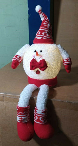 23cm Lit Long Legged Snowman White LEDs Battery Op Indoor Christmas Decoration Premier Decorations