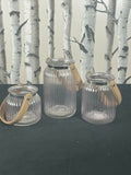 Set of 3 Tea Light Candle Clear Glass Candle Holder Jar Wedding & Home Decor Home Decor