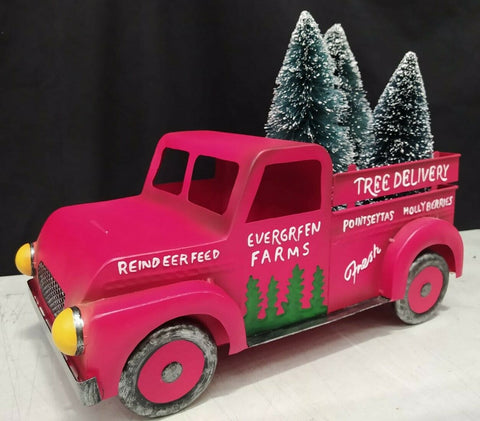 45cm Metal Christmas Tree Delivery Truck Van Display Piece Ornament Xmas Deco - Retail ABC - Branded Goods - Discount Prices