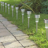 premier 10 Pack Solar Powered Stainless Steel Garden post lights Premier